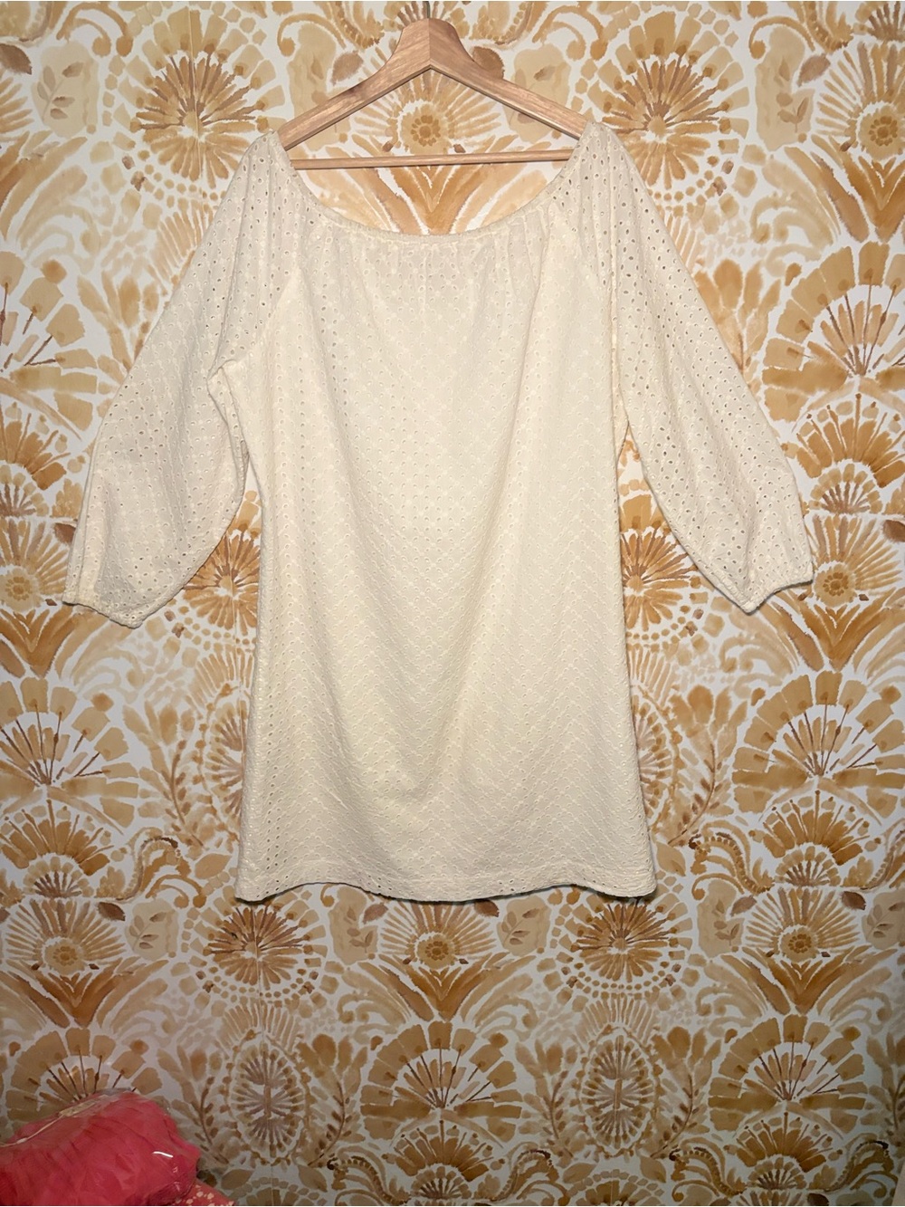 Michael Kors Off White Eyelet Shift Dress Balloon Sleeve Boho Romantic Feminine - Picture 6 of 11